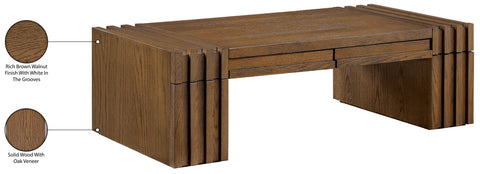 Opal Brown Oak Veneer And Solid Wood Coffee Table, 1 Piece