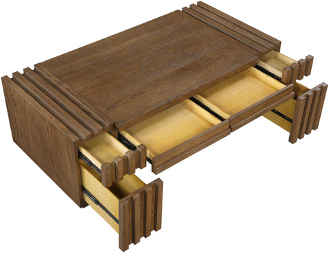Opal Brown Oak Veneer And Solid Wood Coffee Table, 1 Piece