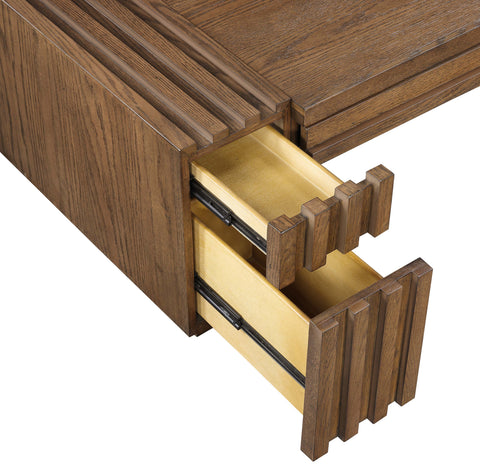 Opal Brown Oak Veneer And Solid Wood Coffee Table, 1 Piece
