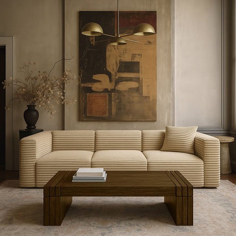 Opal Brown Oak Veneer And Solid Wood Coffee Table, 1 Piece