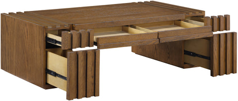 Opal Brown Oak Veneer And Solid Wood Coffee Table, 1 Piece