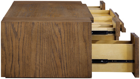Opal Brown Oak Veneer And Solid Wood Coffee Table, 1 Piece