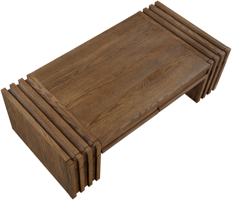 Opal Brown Oak Veneer And Solid Wood Coffee Table, 1 Piece