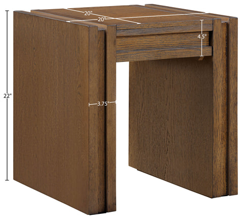 Opal Brown Oak Veneer And Solid Wood End Table, 1 Piece