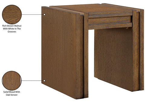 Opal Brown Oak Veneer And Solid Wood End Table, 1 Piece