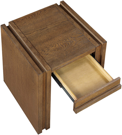 Opal Brown Oak Veneer And Solid Wood End Table, 1 Piece