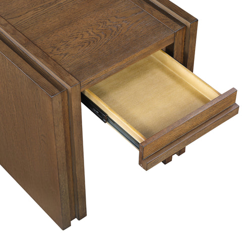 Opal Brown Oak Veneer And Solid Wood End Table, 1 Piece