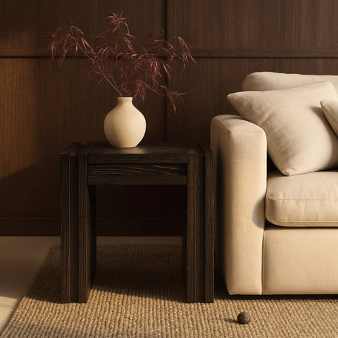 Opal Brown Oak Veneer And Solid Wood End Table, 1 Piece