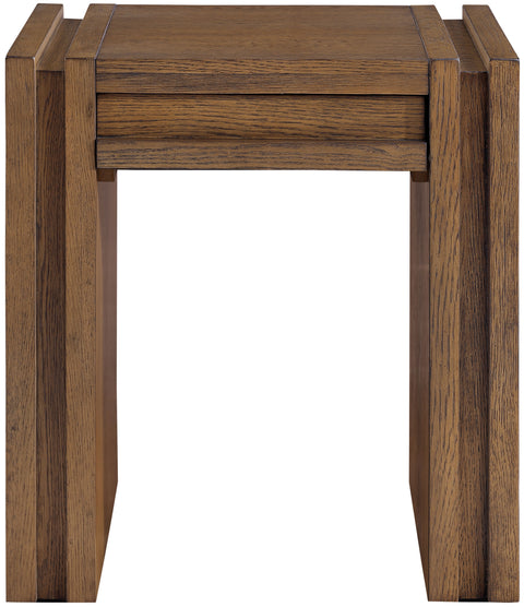 Opal Brown Oak Veneer And Solid Wood End Table, 1 Piece
