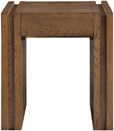 Opal Brown Oak Veneer And Solid Wood End Table, 1 Piece
