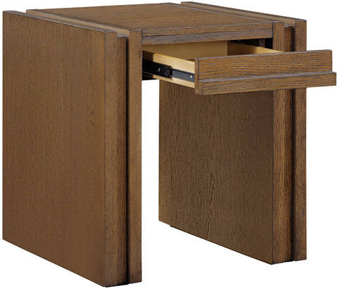 Opal Brown Oak Veneer And Solid Wood End Table, 1 Piece