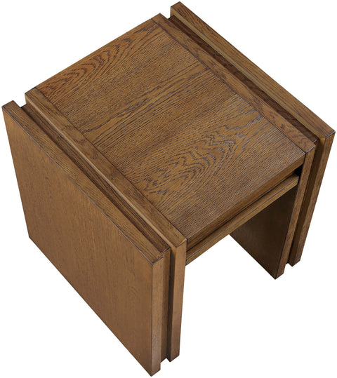 Opal Brown Oak Veneer And Solid Wood End Table, 1 Piece