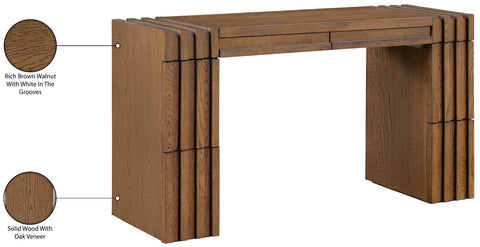 Opal Brown Oak Veneer And Solid Wood Console Table, 1 Piece