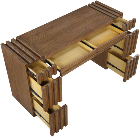 Opal Brown Oak Veneer And Solid Wood Console Table, 1 Piece