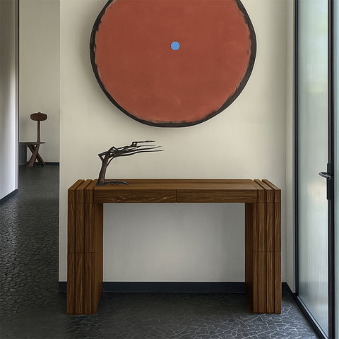 Opal Brown Oak Veneer And Solid Wood Console Table, 1 Piece