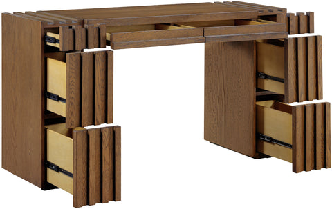 Opal Brown Oak Veneer And Solid Wood Console Table, 1 Piece