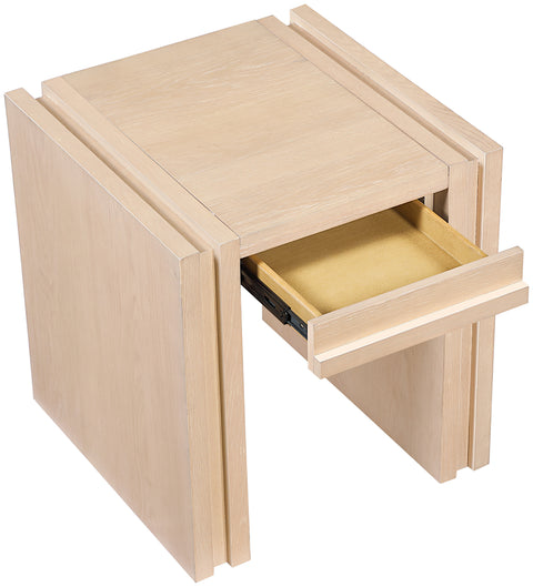 Opal Natural Oak Veneer And Solid Wood End Table, 1 Piece
