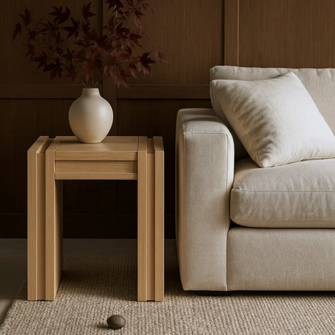 Opal Natural Oak Veneer And Solid Wood End Table, 1 Piece