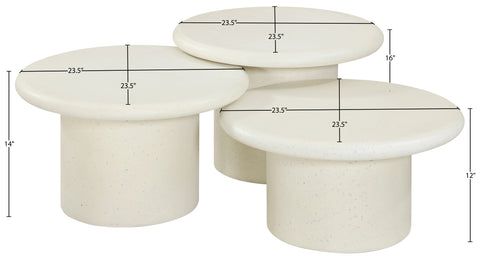 Dorian Cream Concrete And Fiberglass Indoor / Outdoor Coffee Table, 3-Piece