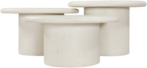 Dorian Cream Concrete And Fiberglass Indoor / Outdoor Coffee Table, 3-Piece