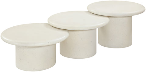 Dorian Cream Concrete And Fiberglass Indoor / Outdoor Coffee Table, 3-Piece
