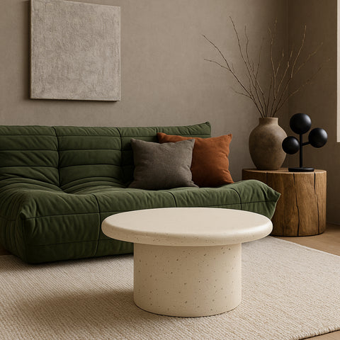 Dorian Cream Concrete And Fiberglass Indoor / Outdoor Coffee Table, 1 Piece