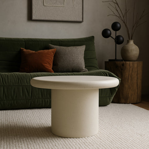 Dorian Cream Concrete And Fiberglass Indoor / Outdoor Coffee Table, 1 Piece (Style 3)