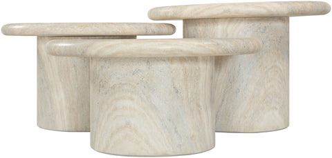 Dorian Natural Concrete And Fiberglass Indoor / Outdoor Coffee Table, 3-Piece