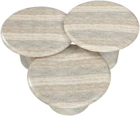 Dorian Natural Concrete And Fiberglass Indoor / Outdoor Coffee Table, 3-Piece