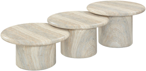 Dorian Natural Concrete And Fiberglass Indoor / Outdoor Coffee Table, 3-Piece