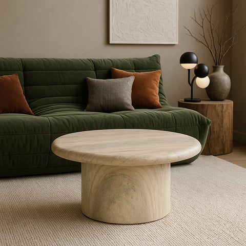Dorian Natural Concrete And Fiberglass Indoor / Outdoor Coffee Table, 1 Piece