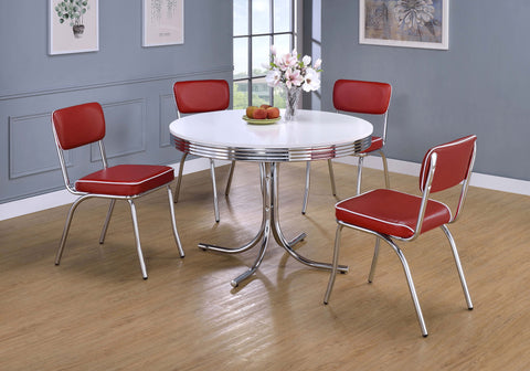 Kemper 5-piece Round Dining Table Set White and RedWhite