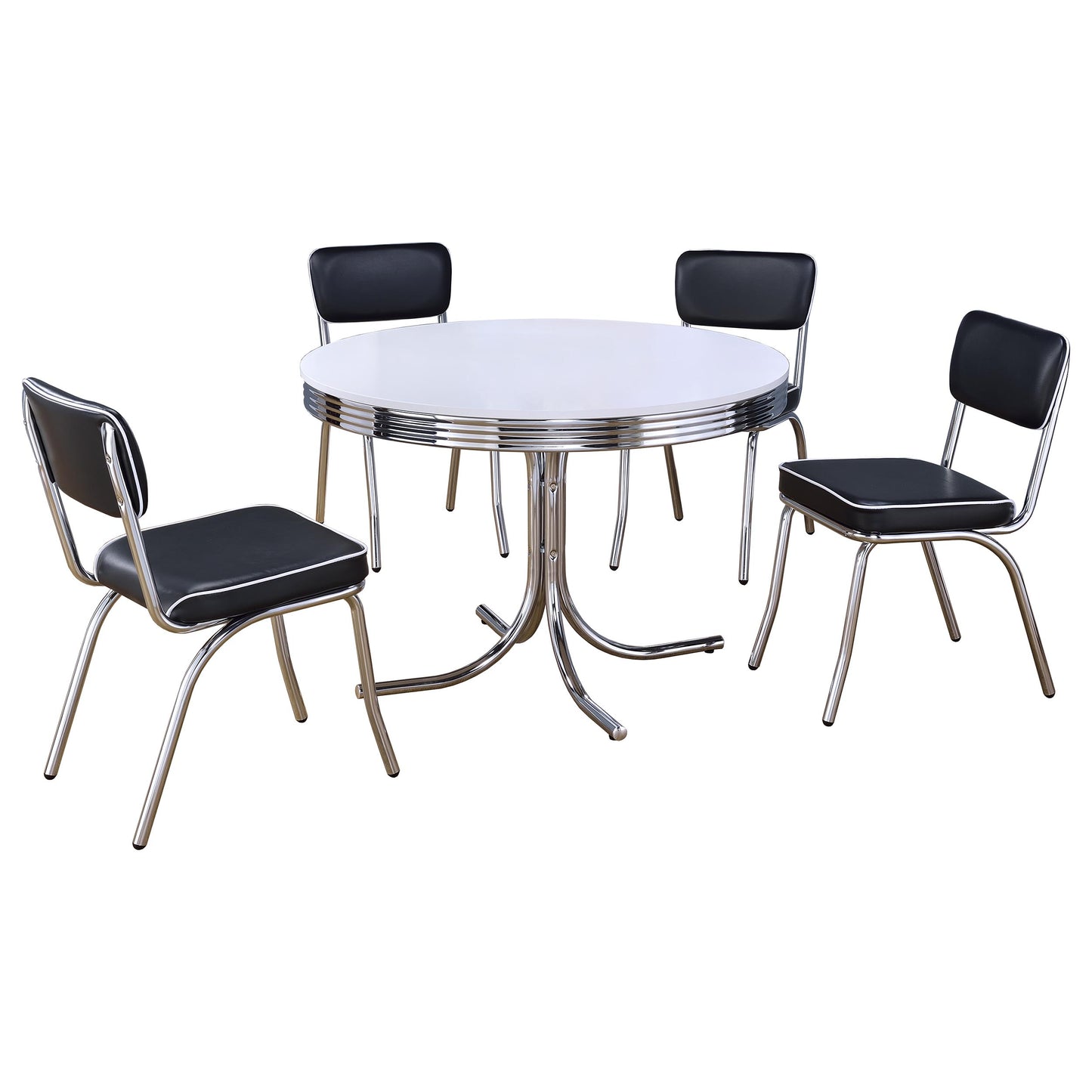 kemper 5-piece round dining table set white and blackwhite