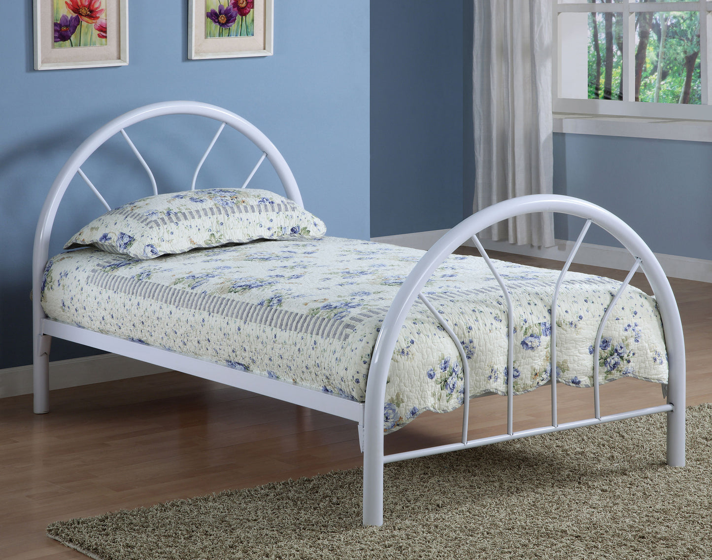 hawes metal twin open frame bed white