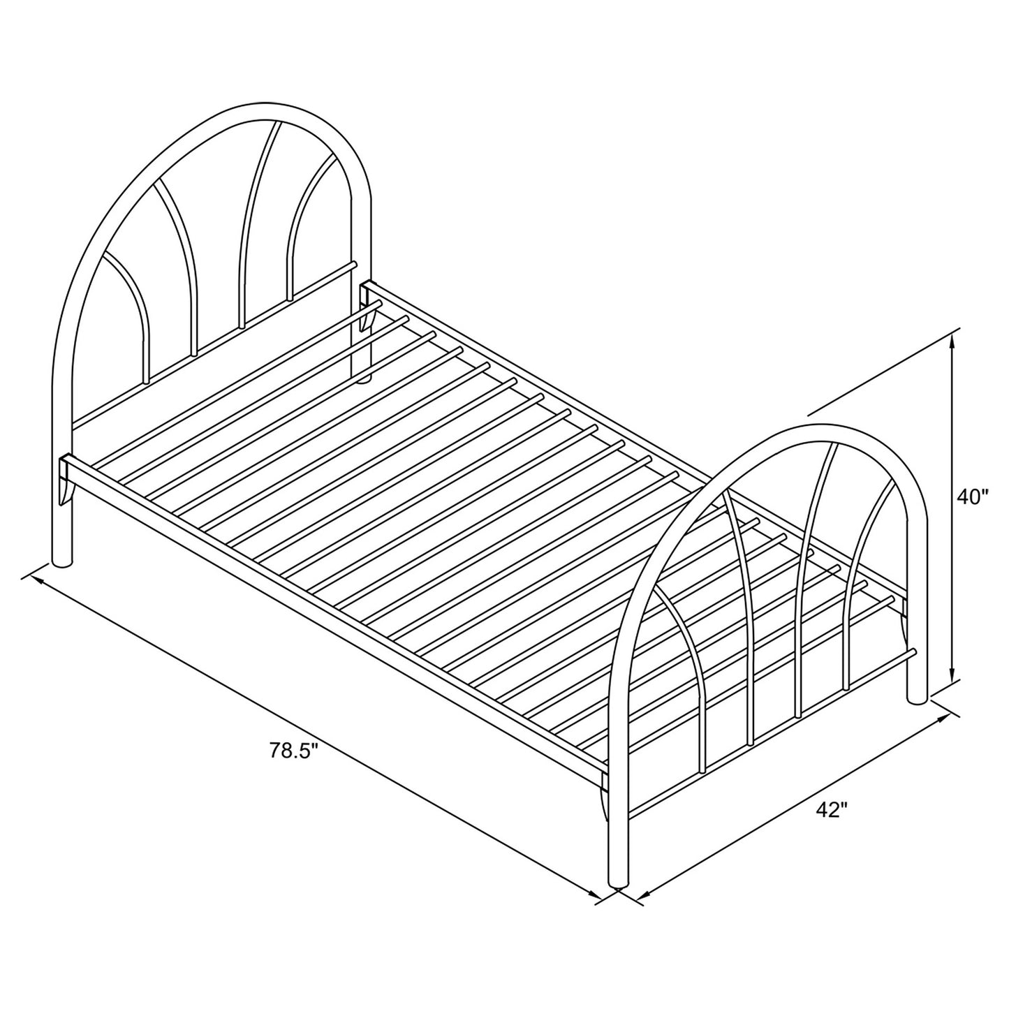 hawes metal twin open frame bed white