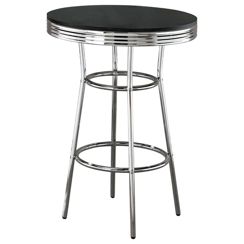 Kemper 3-piece Round 1950s Bistro Pub Bar Table Set BlackBlack