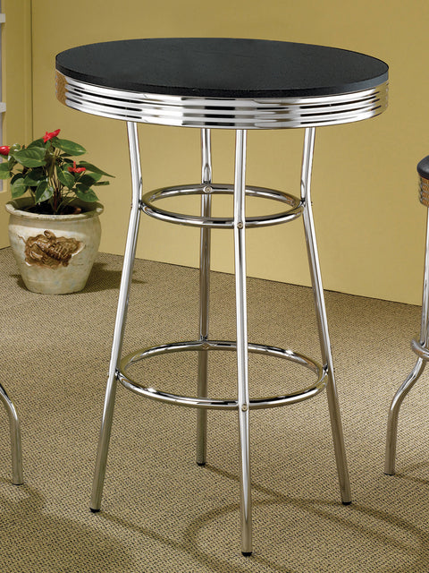 Kemper Round 30-inch 1950's Bistro Pub Height Bar Table BlackBlack