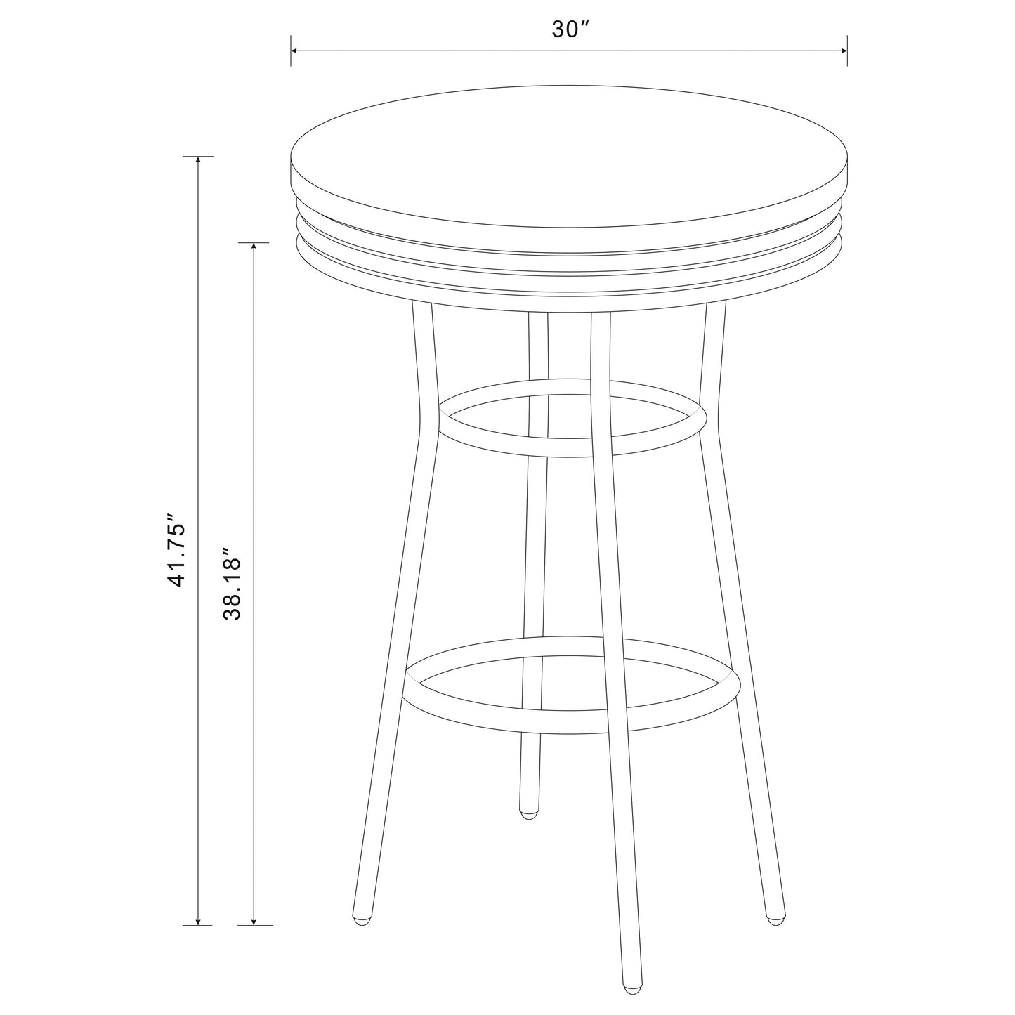 collins round 30-inch 1950's bistro pub height bar table black