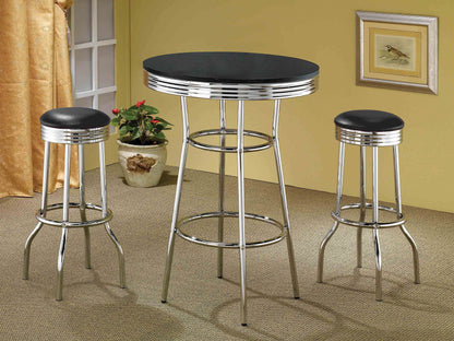 Collins Round 30-inch 1950's Bistro Pub Height Bar Table Black