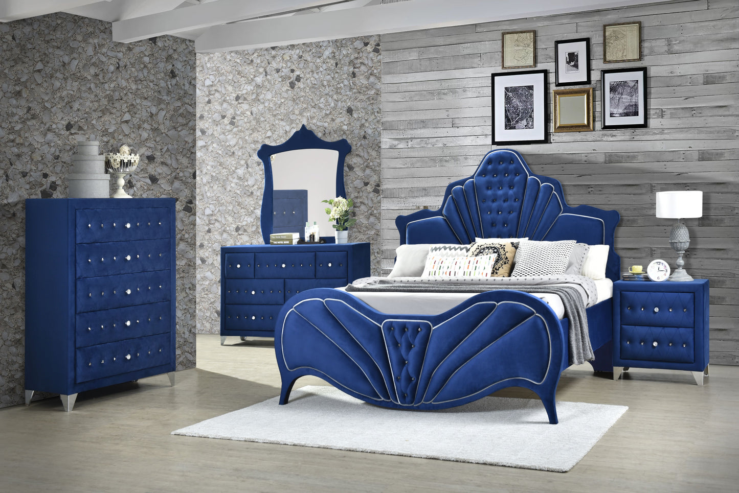 amiel ek bed, blue velvet