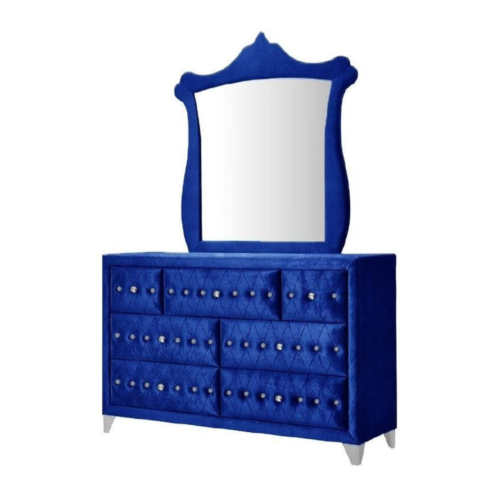 amiel mirror, blue velvet