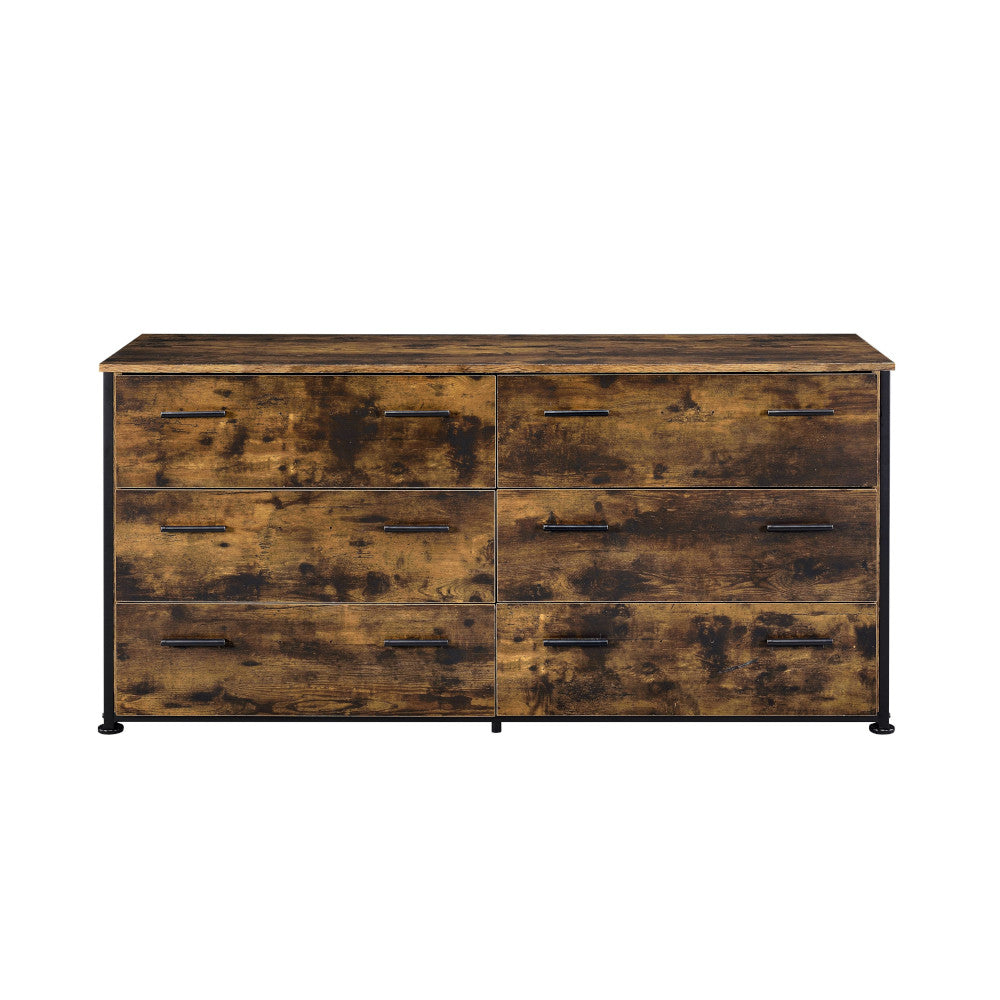 amrita dresser, rustic oak & black finish