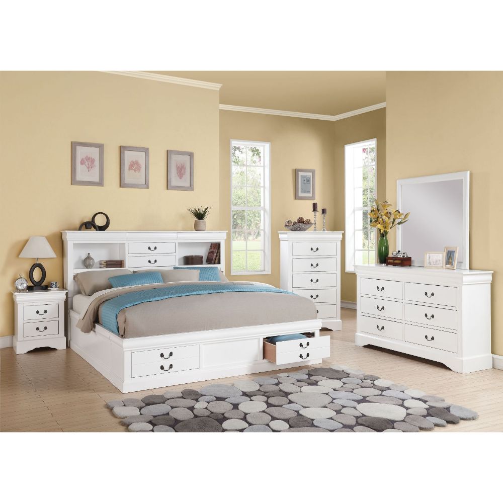 aistil philippe iii ek bed w/storage, white finish