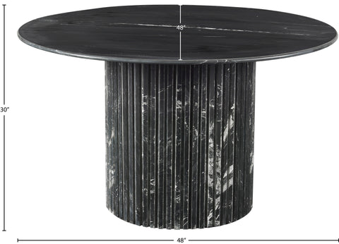 Celine 48" Black Genuine Marble Dining Table, 1 Piece