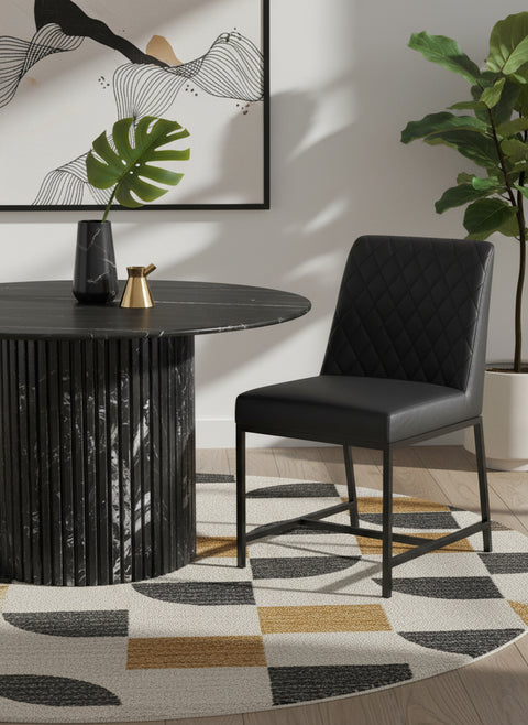 Celine 48" Black Genuine Marble Dining Table, 1 Piece