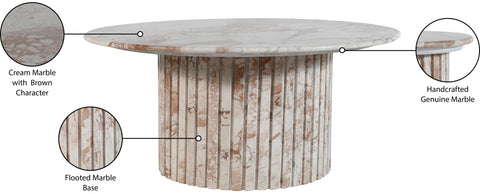 Celine Cream Genuine Marble Coffee Table, 1 Piece