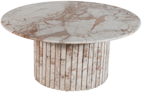 Celine Cream Genuine Marble Coffee Table, 1 Piece