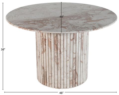 Celine 48" Cream Genuine Marble Dining Table, 1 Piece