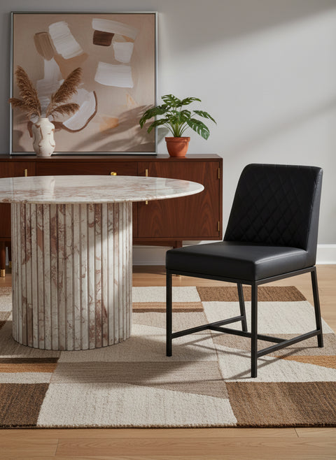 Celine 48" Cream Genuine Marble Dining Table, 1 Piece