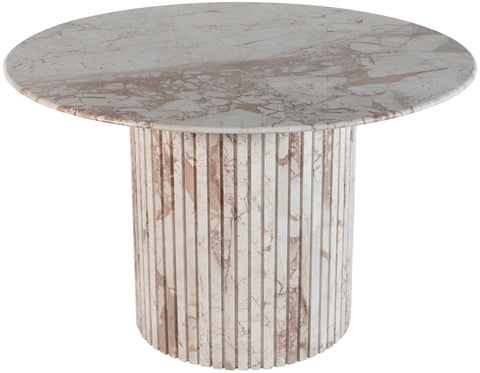 Celine 48" Cream Genuine Marble Dining Table, 1 Piece